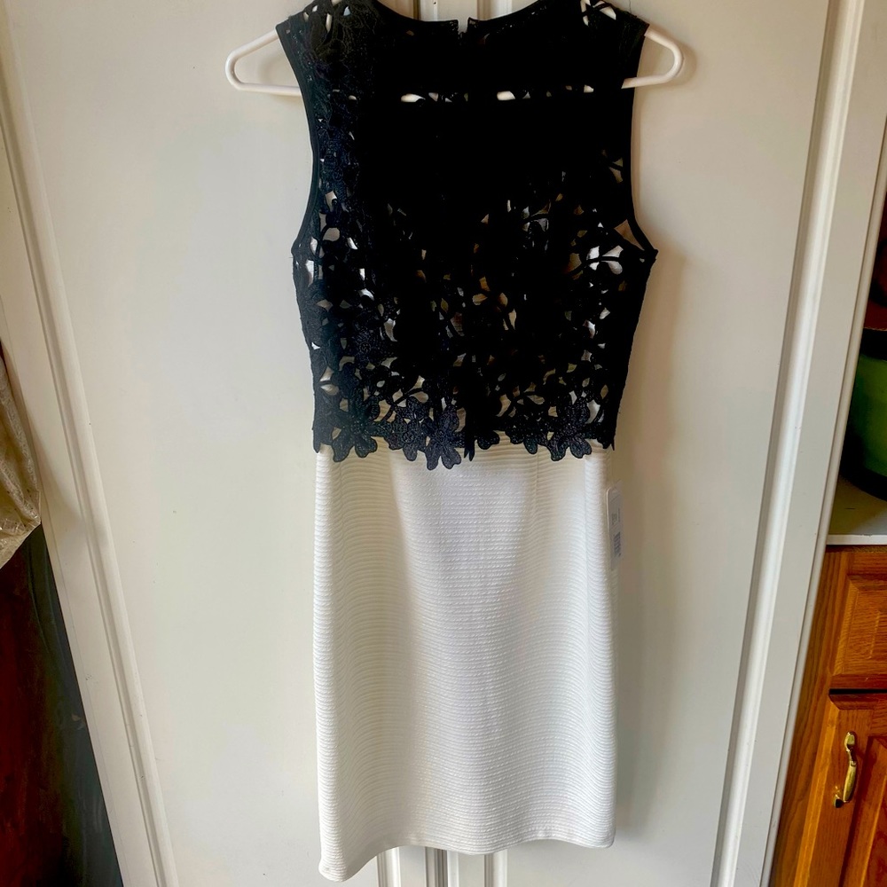 Mid-length black and white cocktail dress